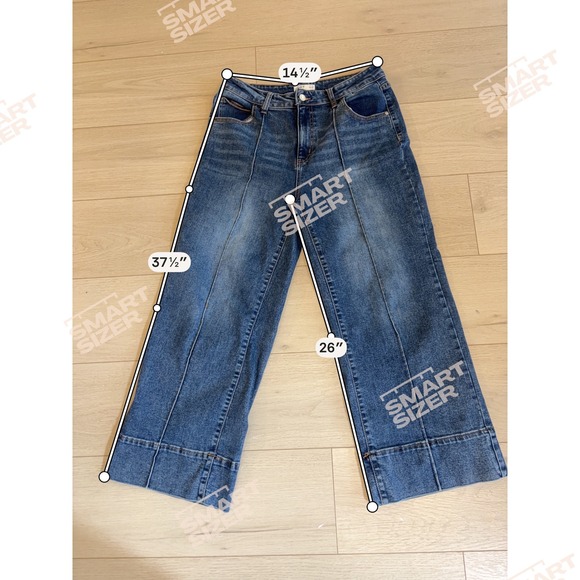 OAT New York Wide Leg Cropped Jeans Medium Wash Front Seam Size 10/30 PO156CA8 - Picture 7 of 7